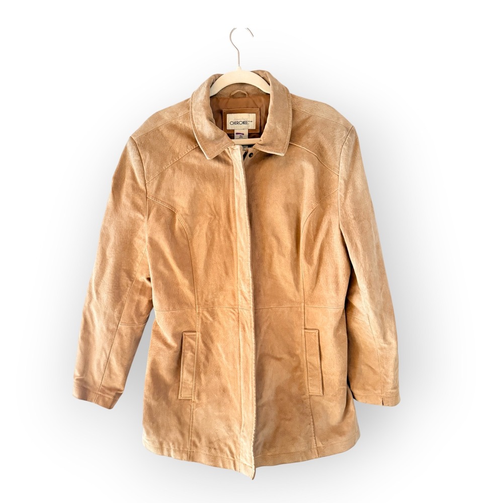 90s Boho Western Suede Chore Jacket XL Vintage Tan Cowgirl Oversized Neutral